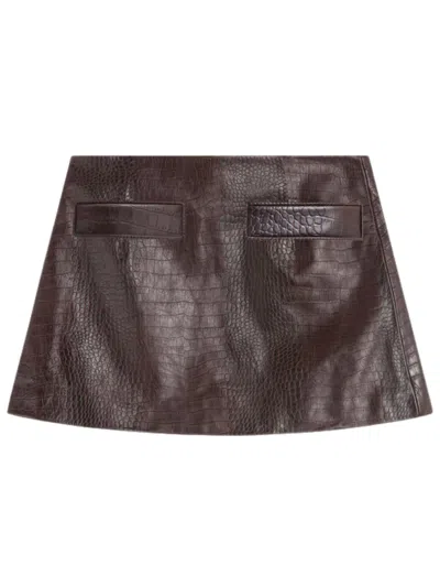 The Frankie Shop Reguther Fit Mini Skirt With Illusion Pockets In Brown