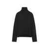 The Frankie Shop Relaxed Fit Turtleneck Sweater In Wool-cotton Blend In Black
