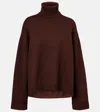 The Frankie Shop Rhea Wool And Cotton Turtleneck Sweater In Brown