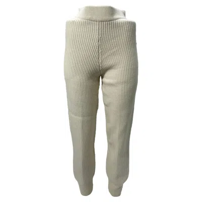 The Frankie Shop Ribbed Knit Jogger Pants In Cream Wool In White