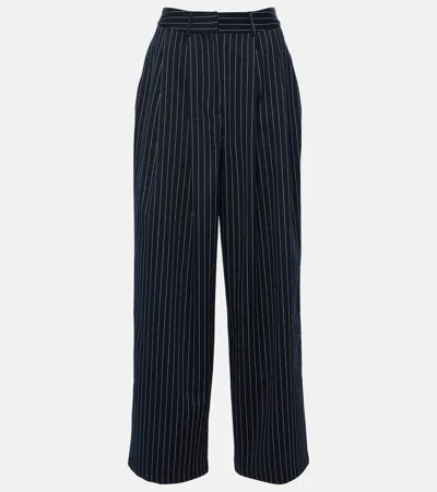 The Frankie Shop Ripley Pinstripe Twill Wide-leg Pants In Blue