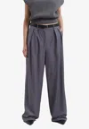 The Frankie Shop Gelso Pleated Tencel-blend Straight-leg Pants In Gray