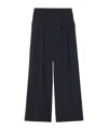 The Frankie Shop Wool Blend Wide Leg Trousers With Belt Loops In Blue
