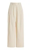 THE FRANKIE SHOP RIPLEY PLEATED TWILL WIDE-LEG PANTS