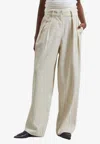 The Frankie Shop Ripley Pinstriped Wide-leg Trousers In Beige