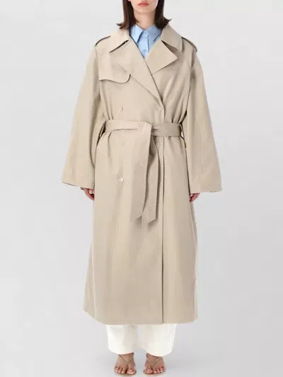 The Frankie Shop Riva Cotton Trench Coat Belted Design In Brown
