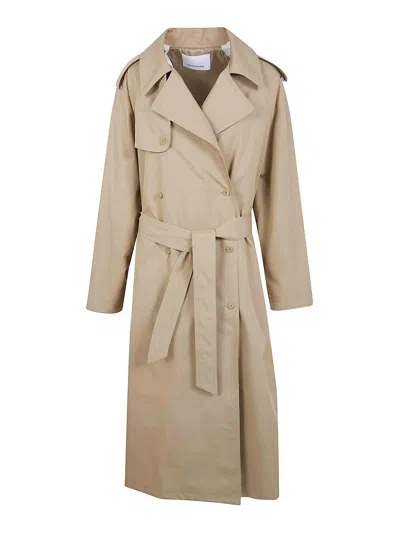 The Frankie Shop Riva Cotton Trench Coat In Nude