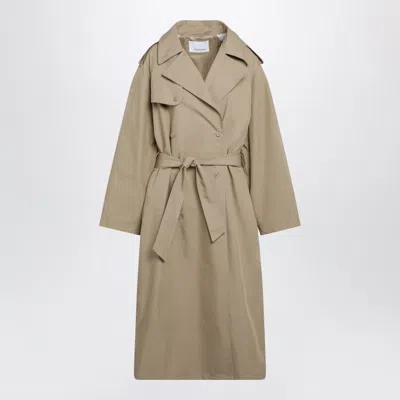 The Frankie Shop Riva Trench Coat In Camel Cotton In Brown