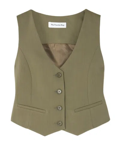 The Frankie Shop Roma Woven Vest In Green