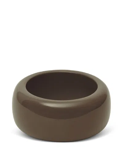 The Frankie Shop Wide Band Smooth Finish Statement Bracelet In Brown