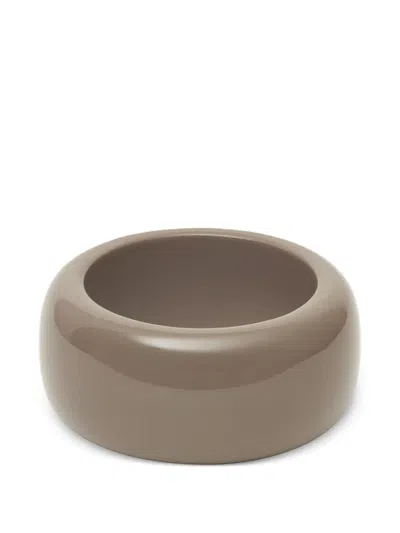 The Frankie Shop Wide Band Bracelet Smooth Glossy Surface In Brown