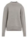 The Frankie Shop Relaxed Fit Crew Neck Sweater In Luxurious Wool-cashmere Blend In Brown