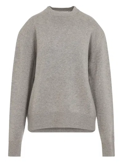 The Frankie Shop Relaxed Fit Crew Neck Sweater In Luxurious Wool-cashmere Blend In Green