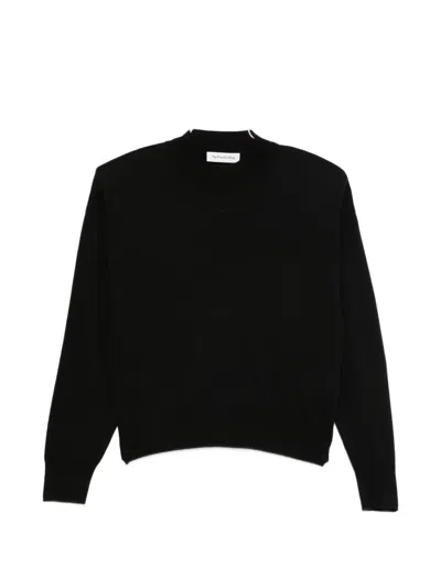 The Frankie Shop Rue High-neck Padded-shoulder Sweater In Black
