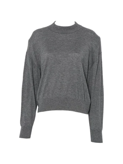 The Frankie Shop Rue Padded-shoulder High-neck Sweater In Gray