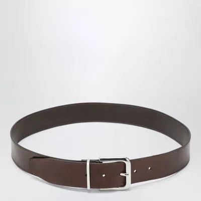 The Frankie Shop Sarno Belt In Brown Leather With Silver Buckle