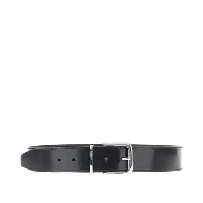 The Frankie Shop Sarno Belt In Smooth Black Leather With Silver Buckle