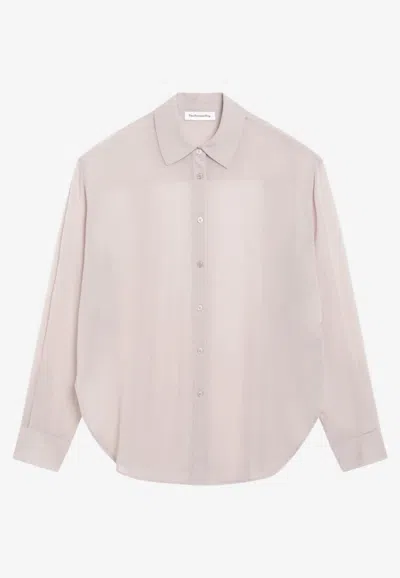The Frankie Shop Long Sleeve Sheer Tailored Shirt Buttoned Cuffs In Multi