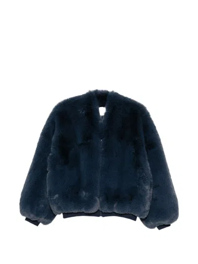 The Frankie Shop Senna Faux Fur Jacket In Blue