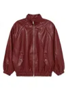 The Frankie Shop Oversized Faux Leather Bomber Jacket With Puff Sleeves