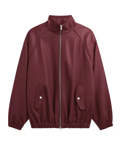 THE FRANKIE SHOP SENTA FAUX LEATHER BOMBER - BURGUNDY