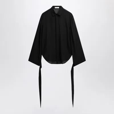 The Frankie Shop Sheer Chiffon Blouse With Ties In Black