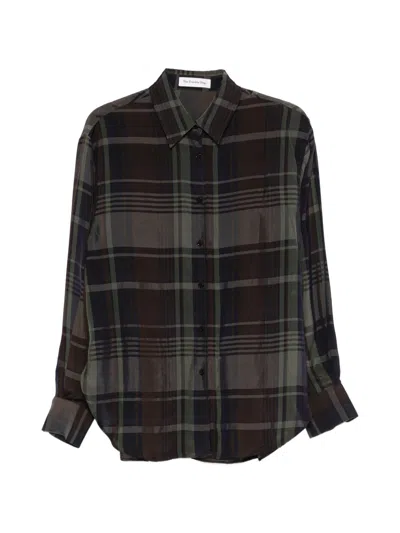 The Frankie Shop Sheer Finish Button-up Long Sleeve Shirt With Point Collar In Multi