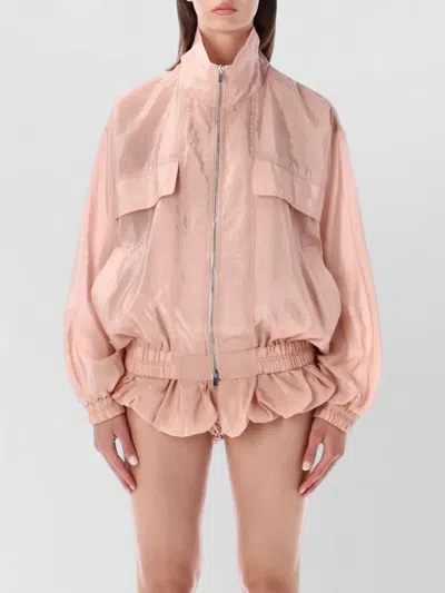 The Frankie Shop Sheer Technical Bomber Jacket Relaxed Fit In Pink