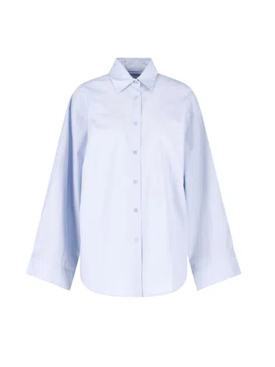 The Frankie Shop Tila Wide-sleeve Shirt In Blue