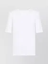 The Frankie Shop Short Sleeve Crew Neck Padded Shoulder Top In White