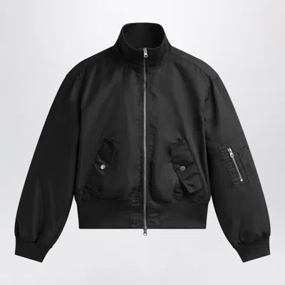 The Frankie Shop Short Storm Technical Fabric Mini Bomber Jacket In Black
