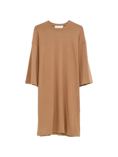 The Frankie Shop Sian Camel Oversized T-shirt Dress In Animal Print