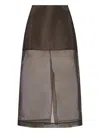 The Frankie Shop Peri Sheer Silk-blend Midi Skirt In Brown