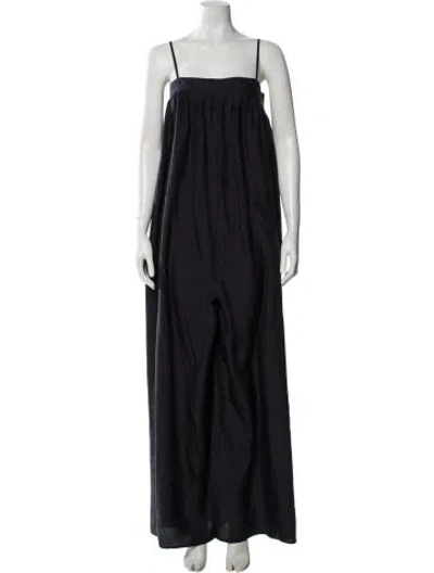 Pre-owned The Frankie Shop Silk Square Neckline Jumpsuit In Blue