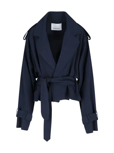 The Frankie Shop 'simona' Short Trench Coat In Blue
