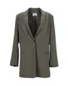 The Frankie Shop Single-breasted Blazer In Olive Green Polyester In Green