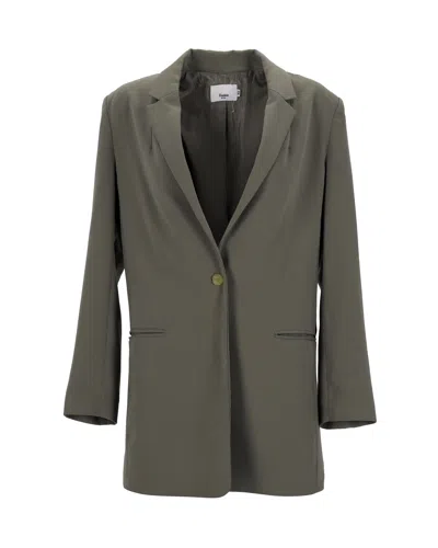 The Frankie Shop Single-breasted Blazer In Olive Green Polyester
