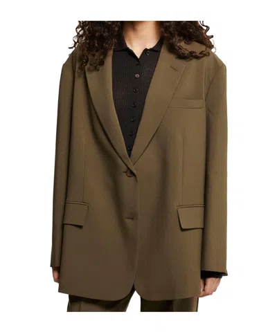 The Frankie Shop Single-breasted Suit Jacket In Green