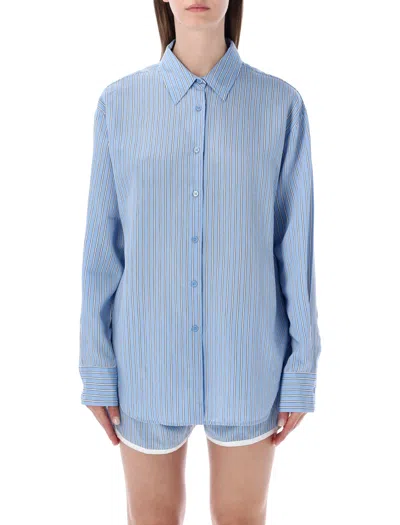 The Frankie Shop Sleek Striped T-shirt For Women In Blue