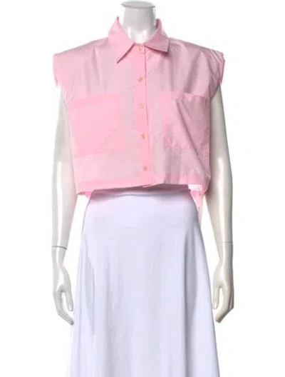 Pre-owned The Frankie Shop Sleeveless Button-up Top In Pink