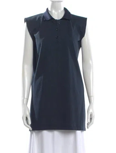Pre-owned The Frankie Shop Sleeveless Polo In Blue