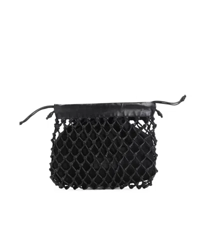 The Frankie Shop Small Morgan Mesh-overlay Pouch Bag In Black
