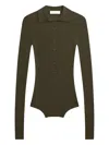 The Frankie Shop Solana Buttoned Polo Shirt In Green