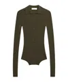 The Frankie Shop Solana Polo Bodysuit - Khaki
