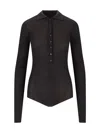The Frankie Shop Womens Black Solana Polo Ribbed Wool-blend Knitted Bodysuit Xs In Brown