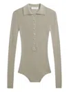 The Frankie Shop Solana Polo-collar Bodysuit In Neutral