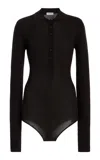 The Frankie Shop Womens Brown Solana Ribbed Wool, Silk And Cashmere Polo Bodysuit