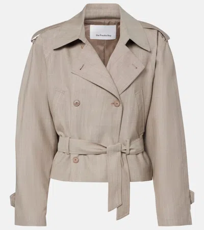The Frankie Shop Stan Belted Wool Jacket In Brown