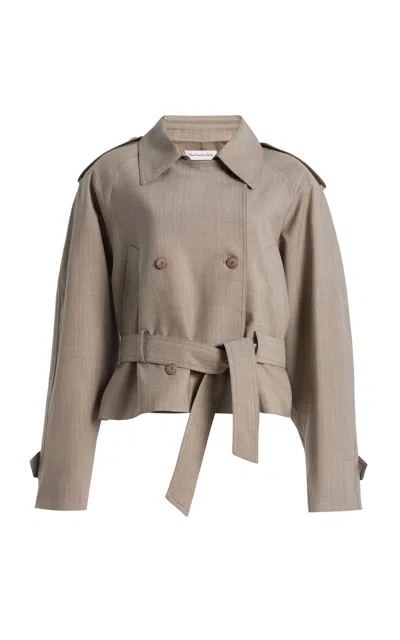 The Frankie Shop Stan Cropped Trench Coat In Brown