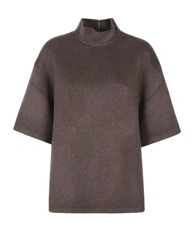 The Frankie Shop Stand-up Collar Knitwear In Brown